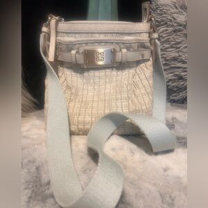 Givenchy Cream/Gold/Silver Shimmering Canvas Crossbody Tote